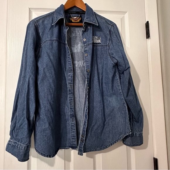 Harley Davidson Vintage Denim Button-Up Shirt - Picture 3 of 7